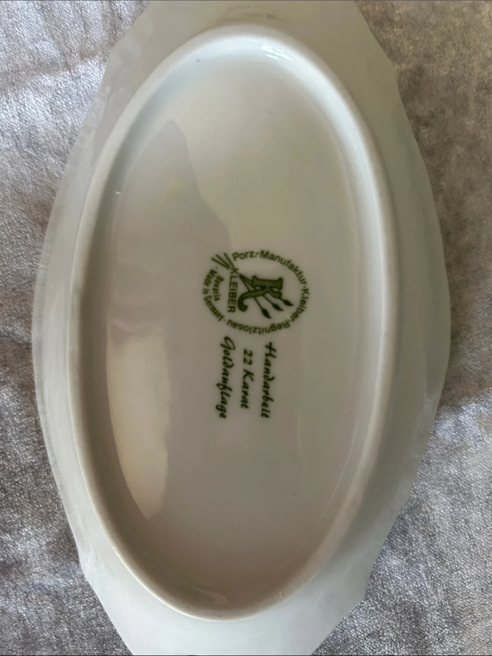 Gold-Trim Decorative Porcelain Serving Tray with Vintage Scene